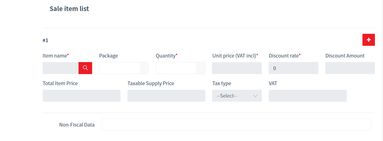 Screenshot of adding product name, quantity, VAT, and tax type when creating an invoice using ETIMS in Kenya.